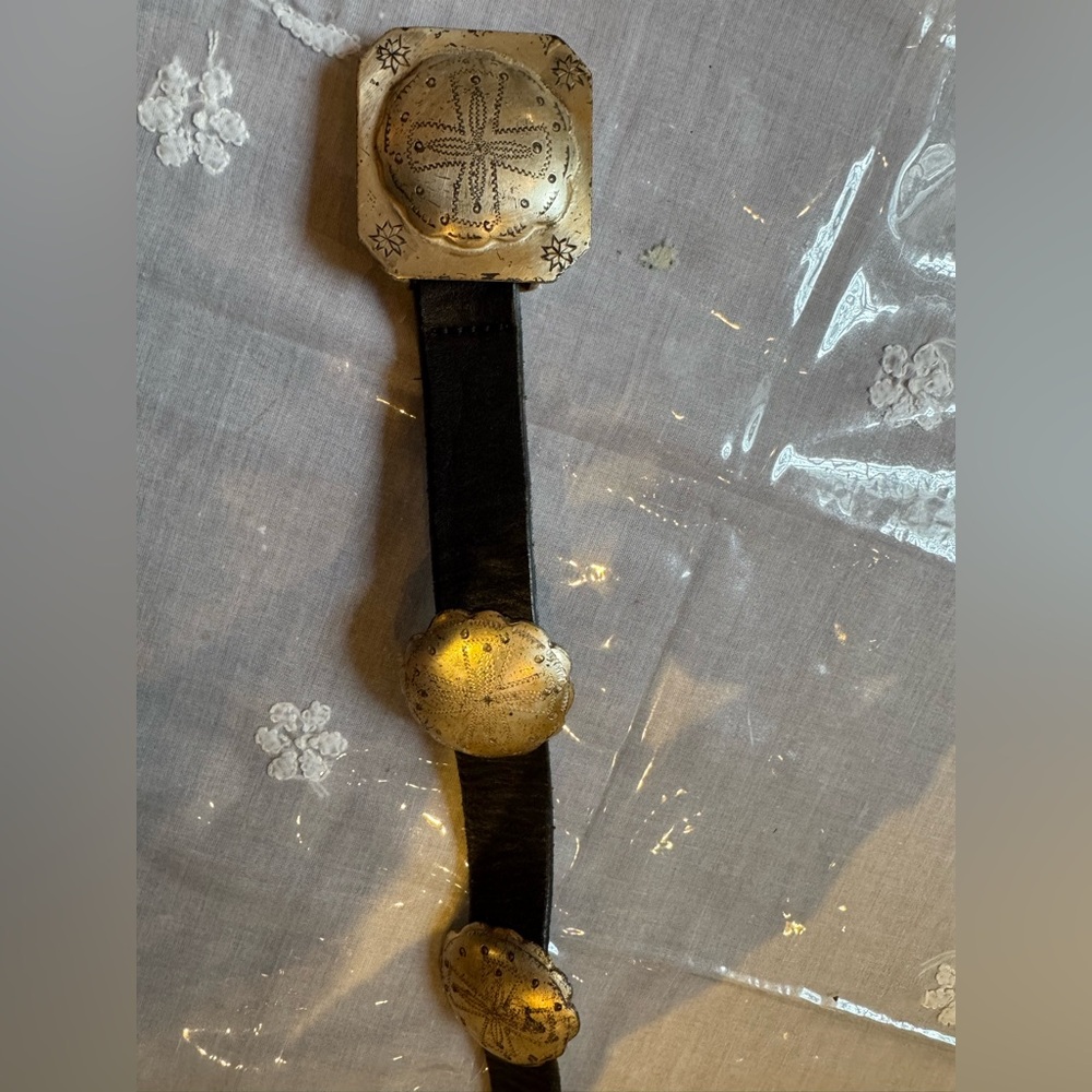 ❤️ RALPH LAUREN Black Leather Belt with Silver Accents - Picture 15 of 16